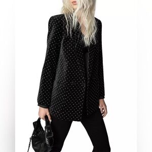 Elie Tahari Black Velvet Rhinestone Blazer